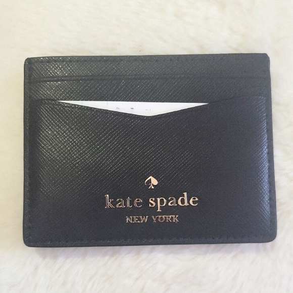 kate spade Handbags - Kate Spade Black Card Wallet with Gold Logo